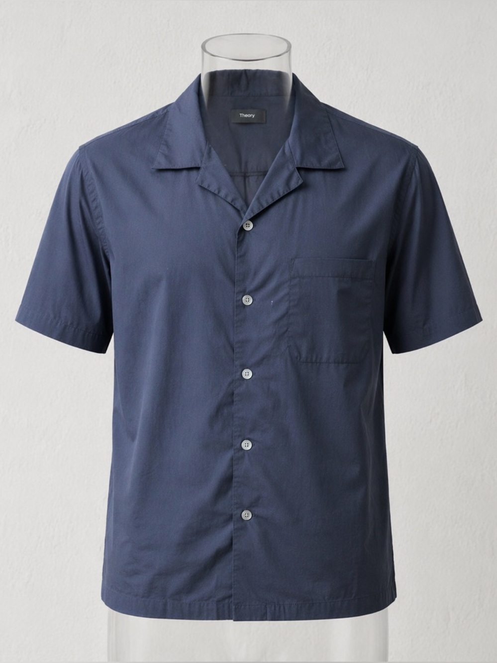 Theory Men's Noll SS Camp Collar Shirt in Navy SZ XL